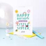 Load image into Gallery viewer, Personalised Little Sister Birthday Card - Any Age
