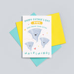 Load image into Gallery viewer, A cute Father&#39;s day card from Daddy’s little whirlwinds. The card reads ‘happy father’s day Daddy love from your little whirlwinds and features 3 happy whirlwind illustrations with a collection of hearts. The whirlwinds represents the children and can be personalised with names.
