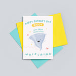 Load image into Gallery viewer, A cute Father&#39;s day card from Daddy’s little whirlwind. The card reads ‘happy father’s day Daddy love from your little whirlwind and features a happy whirlwind illustration with a collection of hearts. The whirlwind represents the child and can be personalised with a name.
