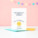 Load image into Gallery viewer, A cute card featuring a little sunshine character with outstretched arms and a collection of love hearts. The card reads Happy Mother’s Day to a very special Grandma who I love this much and more.
